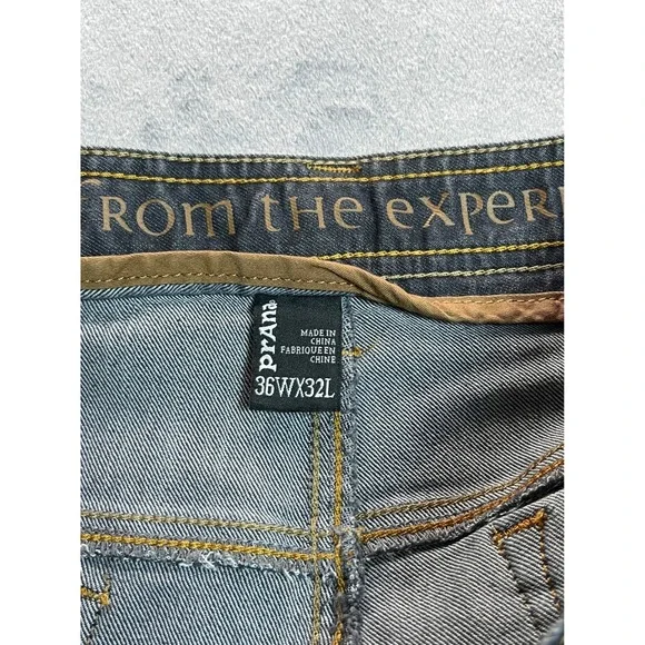 Prana Wheeler Jeans Mens 36x32 Dark Stretch Denim Straight Relax Fit M41173204 - Picture 4 of 6